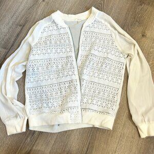 white, lace bomber jacket